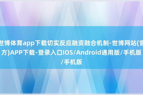 世博体育app下载切实反应融资融合机制-世博网站(官方)APP下载-登录入口IOS/Android通用版/手机版
